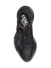 Flow Vitello Leather & Tonal Logo Jacquard Sneakers