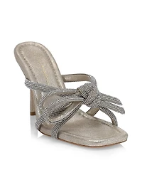 Bow Embellished Suede Mules