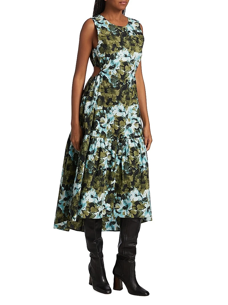 Blishagz Cut-Out Tiered Dress