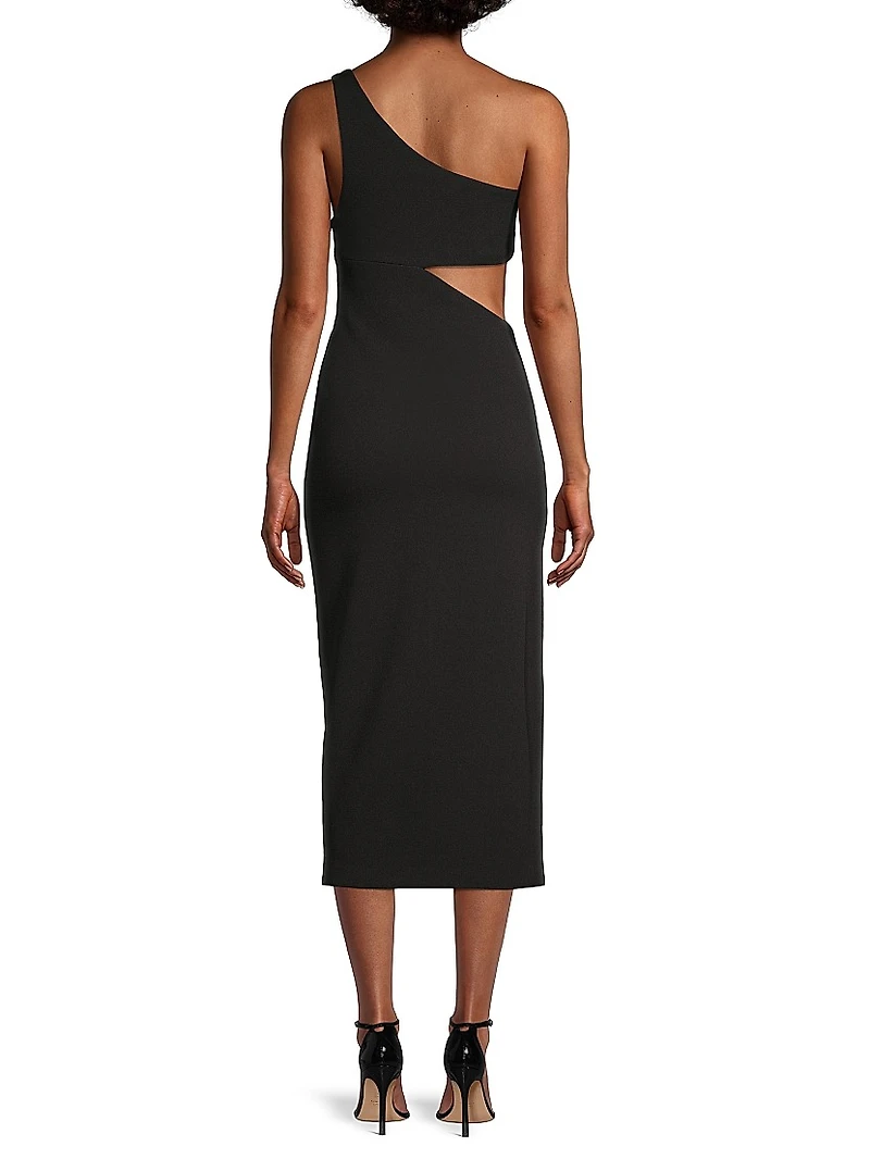Elisebeth Crepe One-Shoulder Midi-Dress