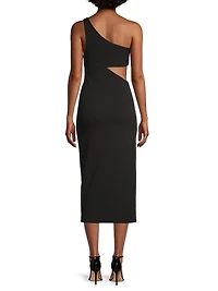Elisebeth Crepe One-Shoulder Midi-Dress