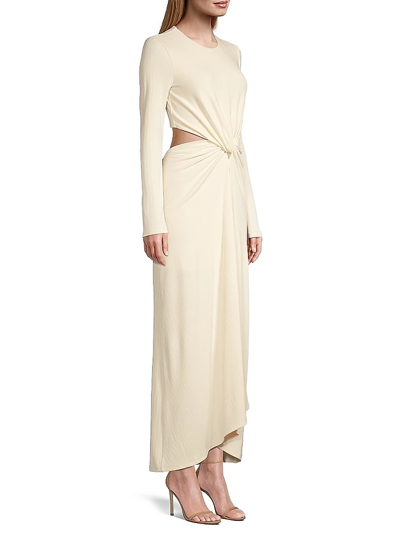 Odelia Twisted Cut-Out Ribbed Maxi Dress