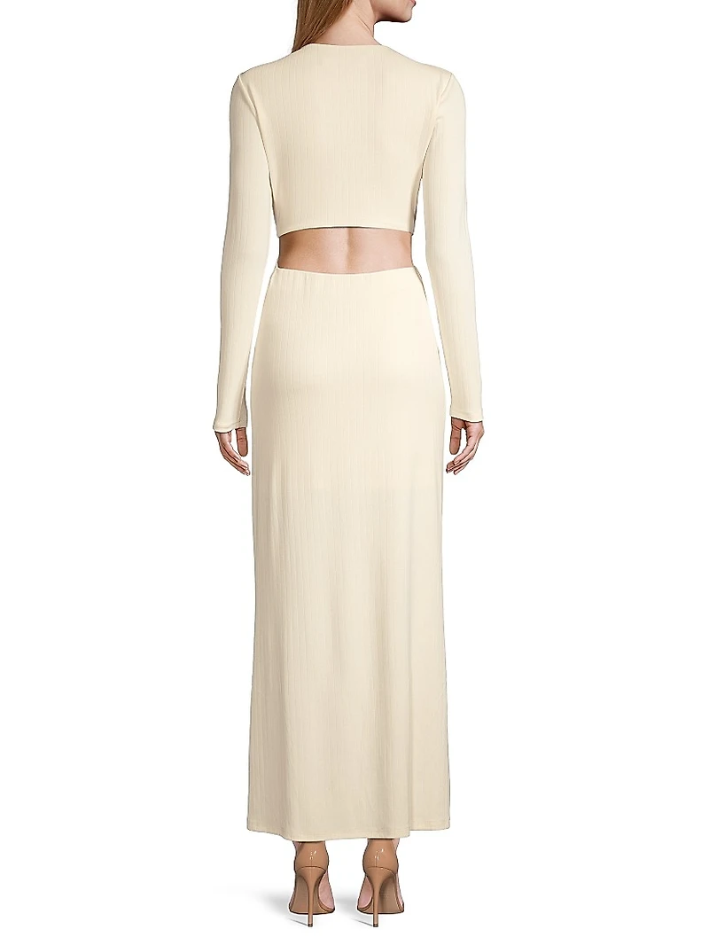 Odelia Twisted Cut-Out Ribbed Maxi Dress