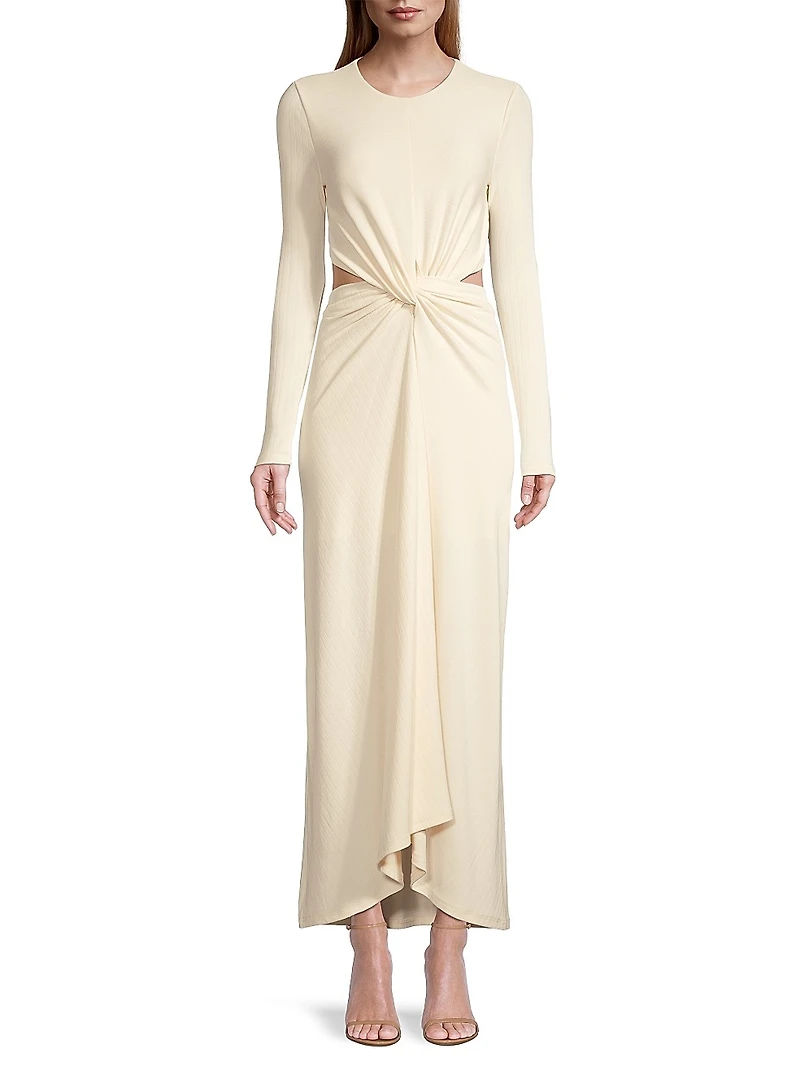 Odelia Twisted Cut-Out Ribbed Maxi Dress