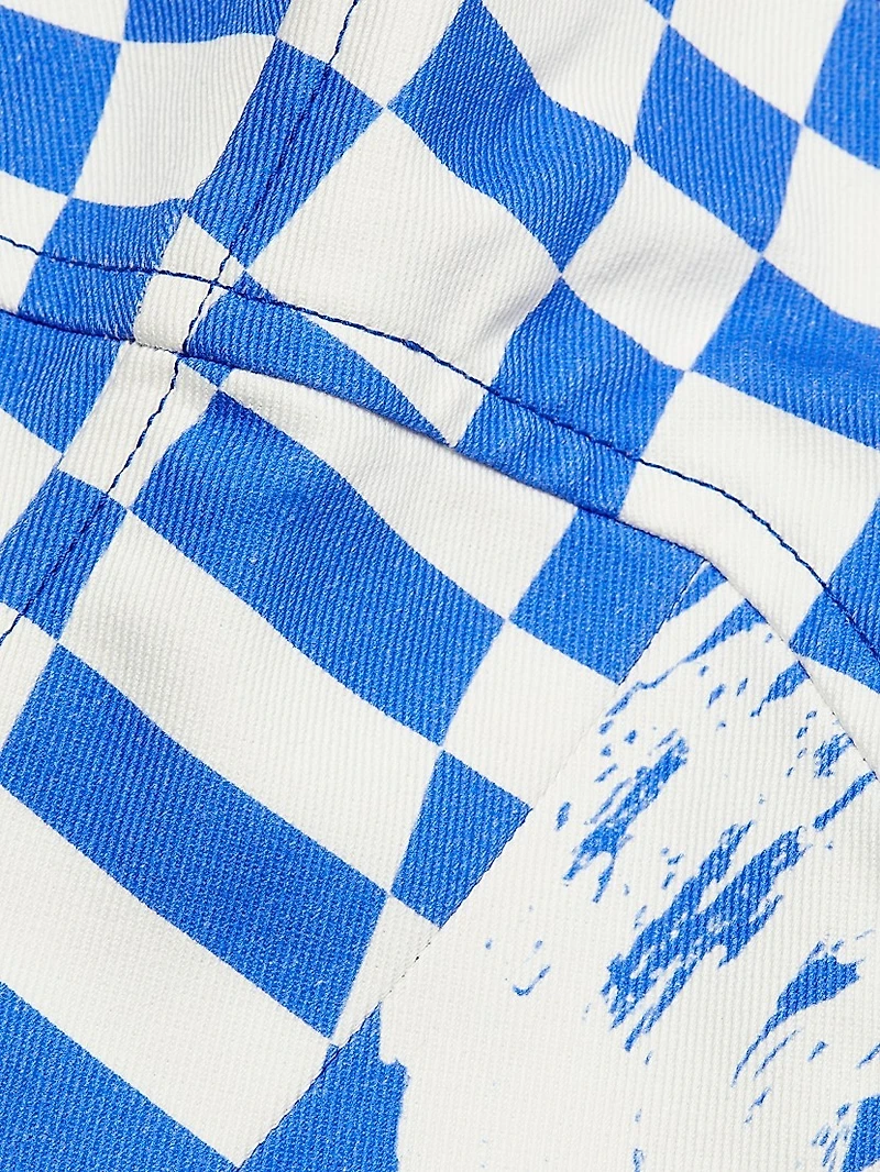 Wave & Check Denim Halterneck Top