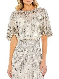 Flounce Sleeve Midi-Dress
