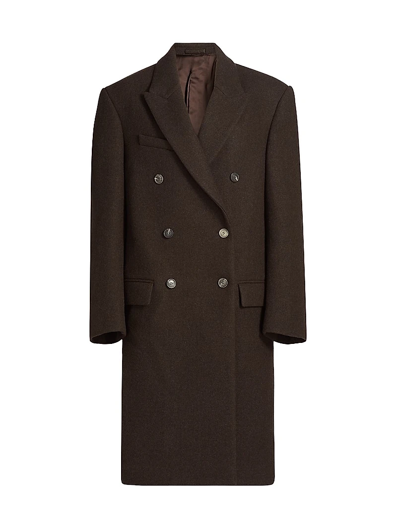 Hailey Bieber Double-Breasted Wool Coat