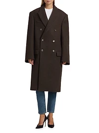 Hailey Bieber Double-Breasted Wool Coat