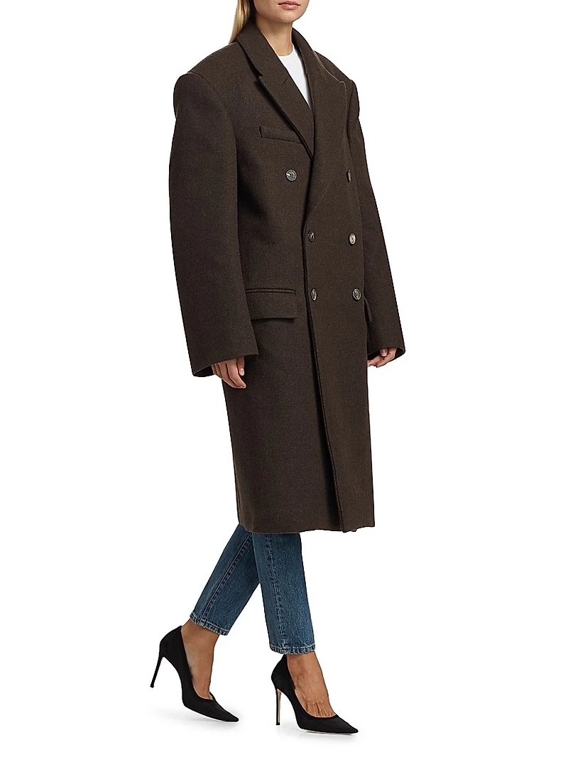 Hailey Bieber Double-Breasted Wool Coat