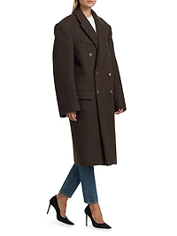 Hailey Bieber Double-Breasted Wool Coat