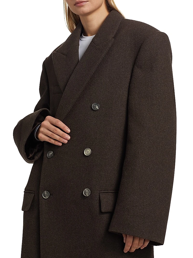 Hailey Bieber Double-Breasted Wool Coat