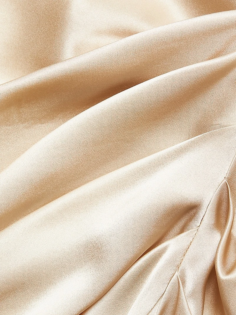 Elektra Gathered Silk Halter Gown