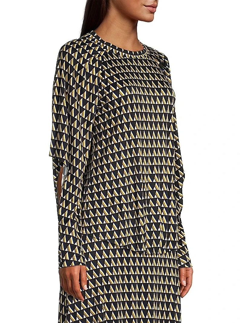 Liaison Drape-Sleeve Printed Top