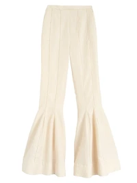 Celery Cloque Kick-Flare Pants