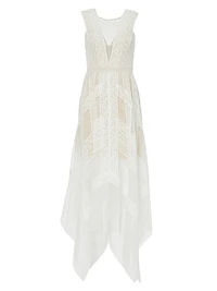 Andi Asymmetric Lace & Tulle Maxi Dress