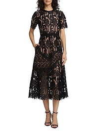 Prairie Guipure Lace Midi-Dress