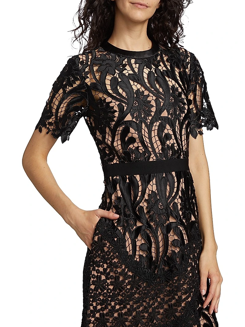 Prairie Guipure Lace Midi-Dress
