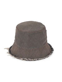 Logo Frayed Denim Bucket Hat