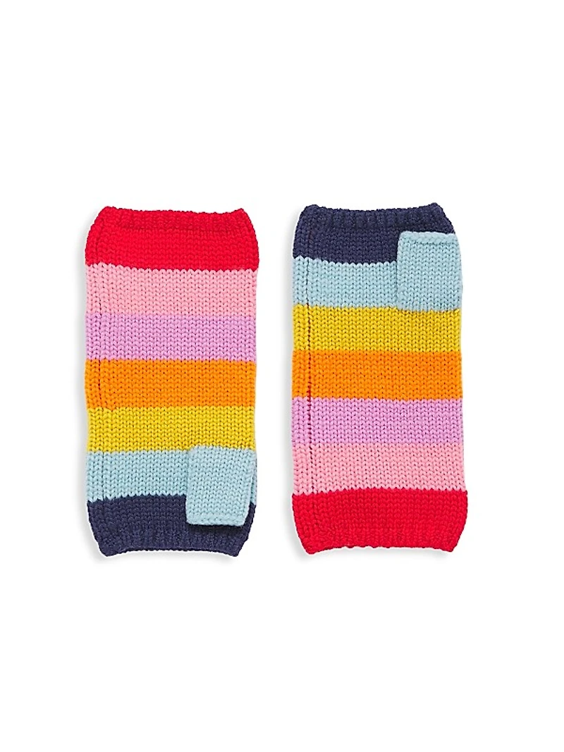 Girl's Carolyn Rowan x Stephanie Gottlieb Rainbow Striped Wool Fingerless Gloves
