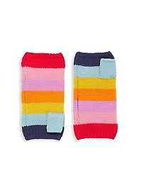 Girl's Carolyn Rowan x Stephanie Gottlieb Rainbow Striped Wool Fingerless Gloves