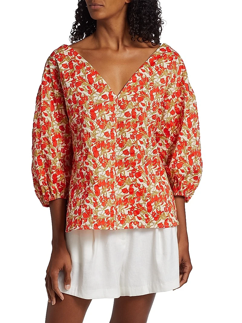 MICHELLE SMITH x Saks Amalfi Three-Quarter Sleeve Top