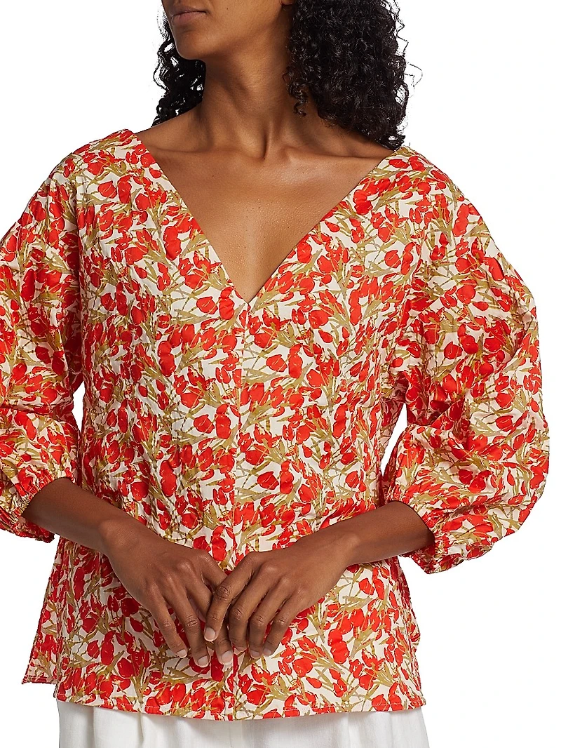 MICHELLE SMITH x Saks Amalfi Three-Quarter Sleeve Top