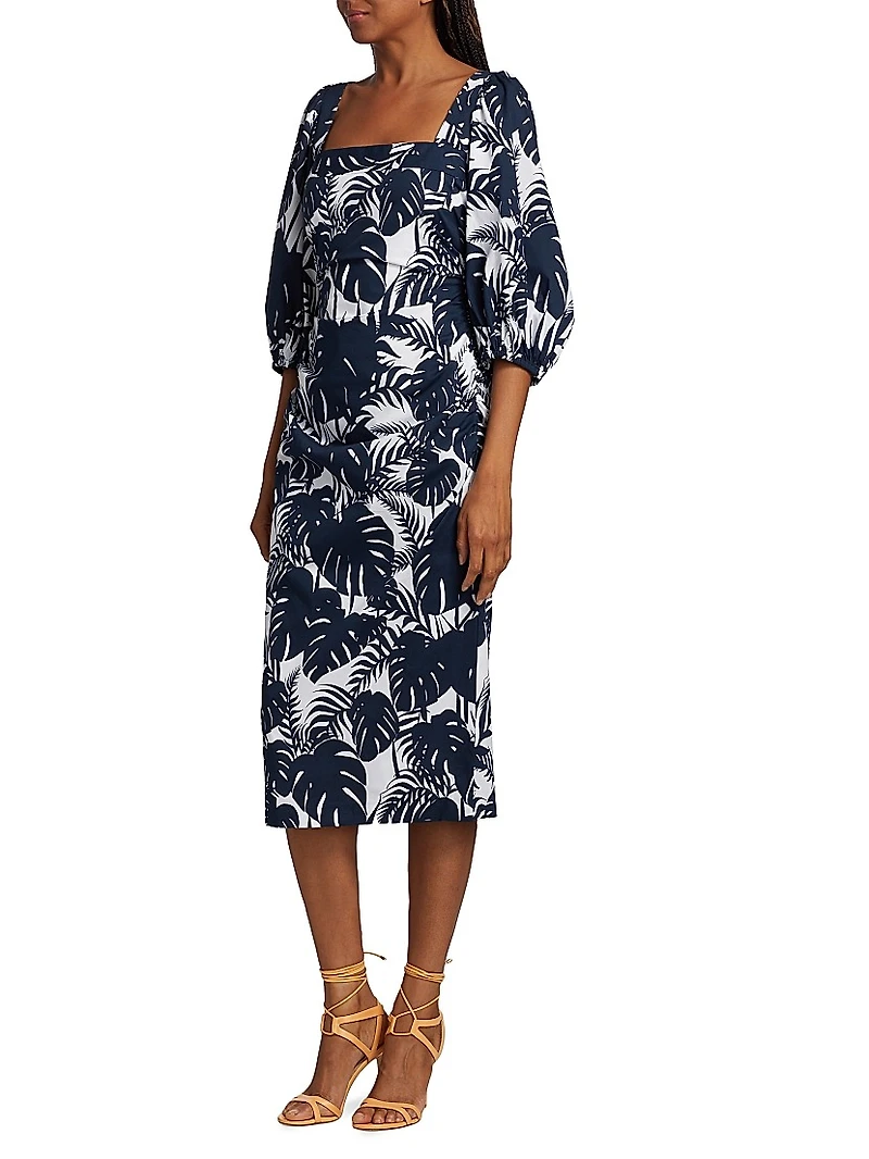 MICHELLE SMITH x Saks Gemma Balloon-Sleeve Midi-Dress
