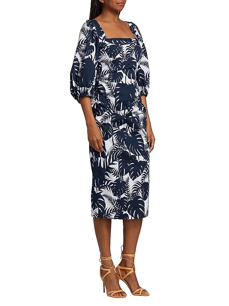 MICHELLE SMITH x Saks Gemma Balloon-Sleeve Midi-Dress