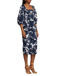 MICHELLE SMITH x Saks Gemma Balloon-Sleeve Midi-Dress