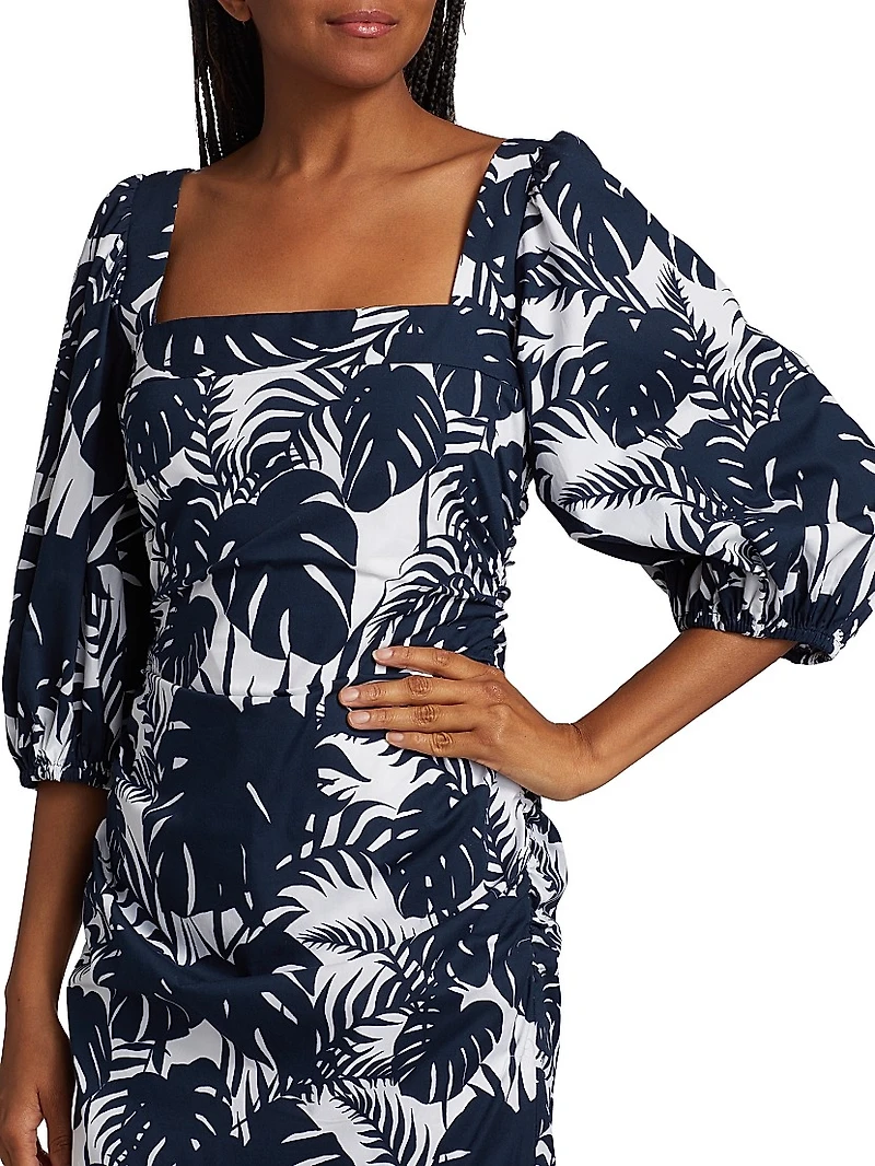 MICHELLE SMITH x Saks Gemma Balloon-Sleeve Midi-Dress