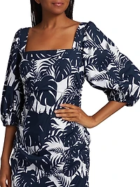 MICHELLE SMITH x Saks Gemma Balloon-Sleeve Midi-Dress