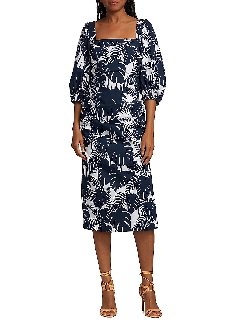 MICHELLE SMITH x Saks Gemma Balloon-Sleeve Midi-Dress