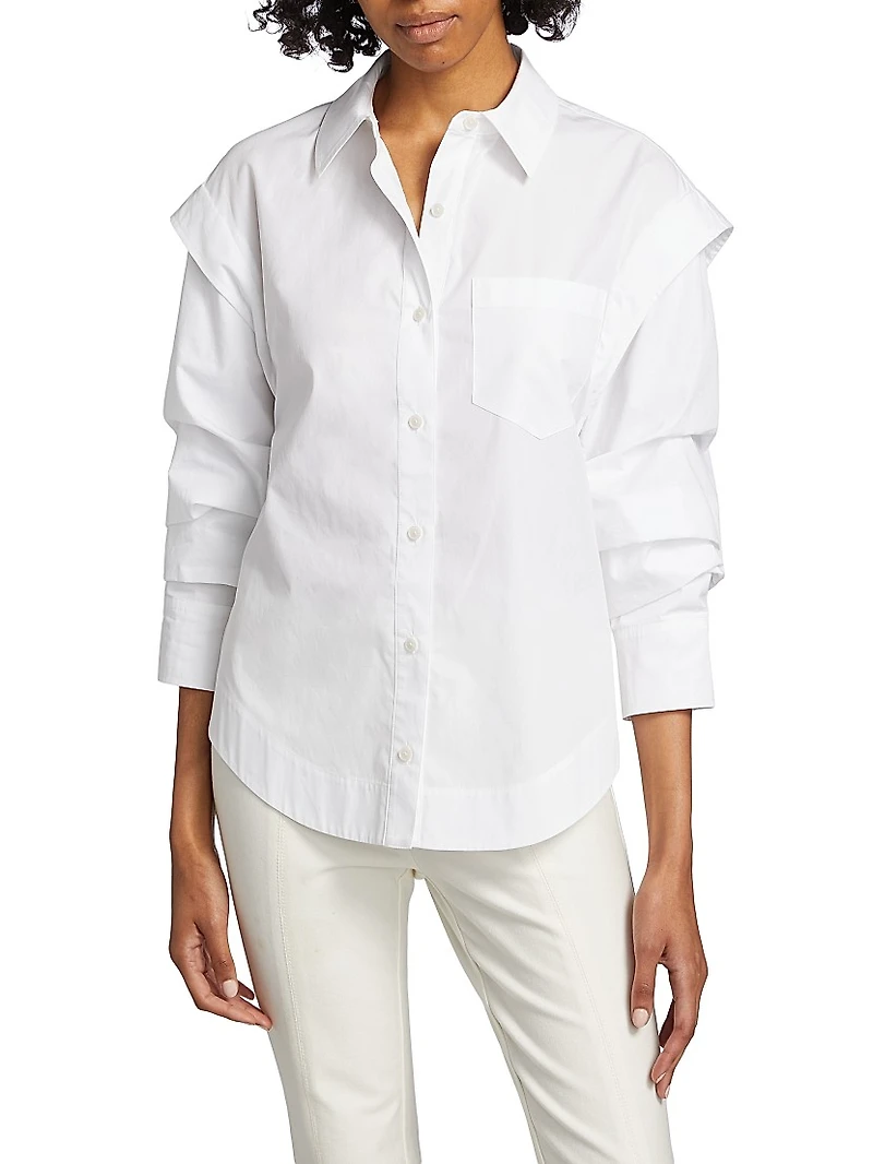Marley Ruched Sleeve Button Down