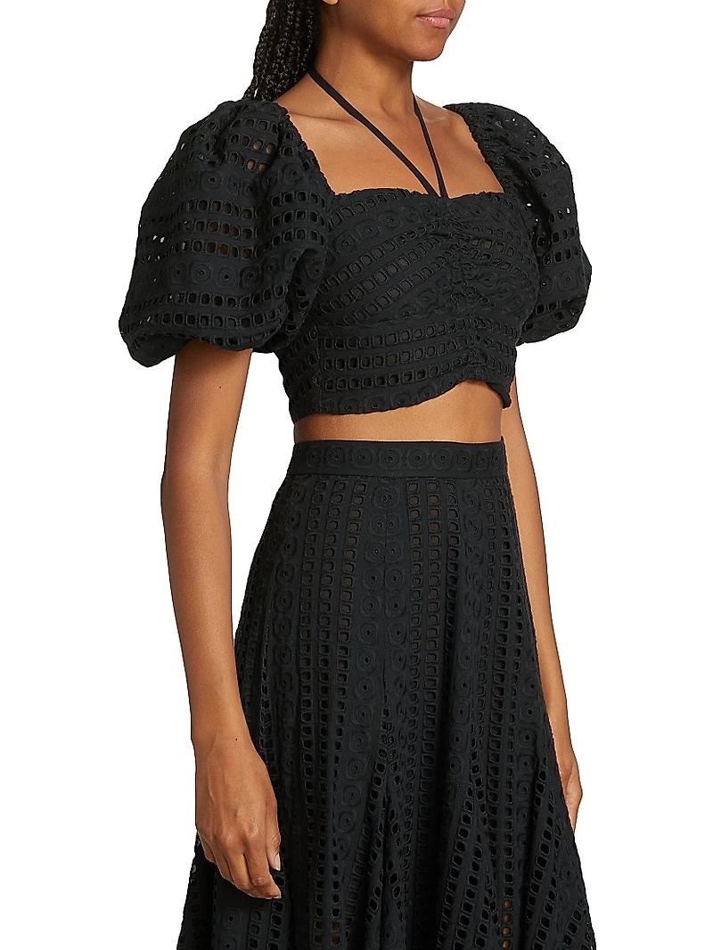 Lucia Eyelet Cotton Crop Top