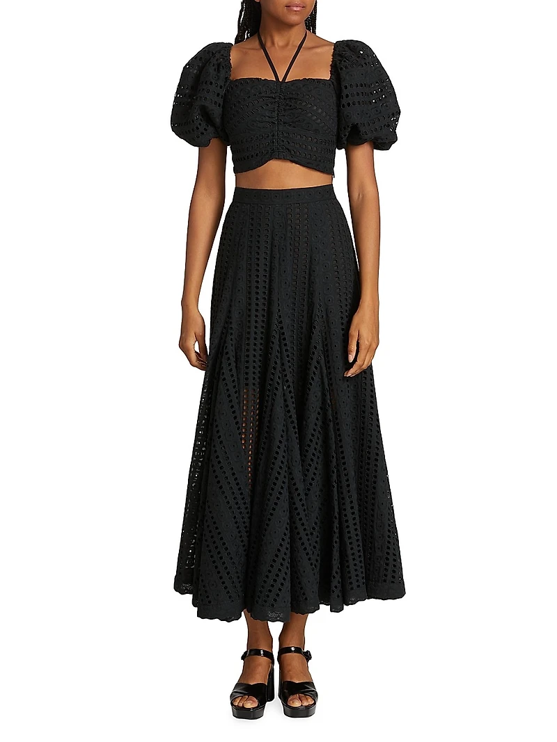 Lucia Eyelet Cotton Crop Top