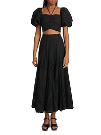 Lucia Eyelet Cotton Crop Top