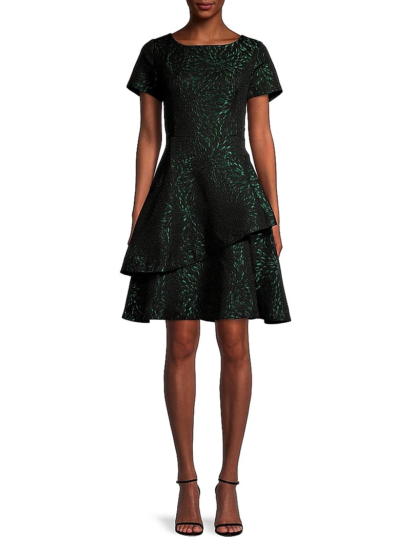 Tiered Jacquard Dress