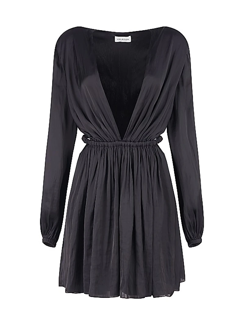 Leila Satin V-Neck Cutout Minidress