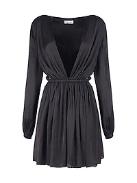 Leila Satin V-Neck Cutout Minidress