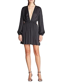 Leila Satin V-Neck Cutout Minidress