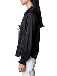 Tilan Satin Long-Sleeve Blouse