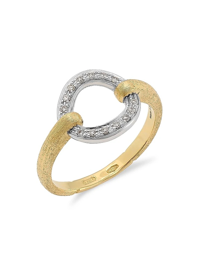 Jaipur Two-Tone 18K Gold & Diamond Flat-Link Ring