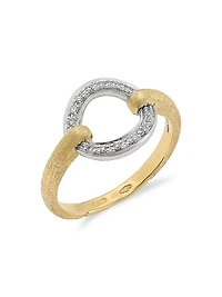 Jaipur Two-Tone 18K Gold & Diamond Flat-Link Ring