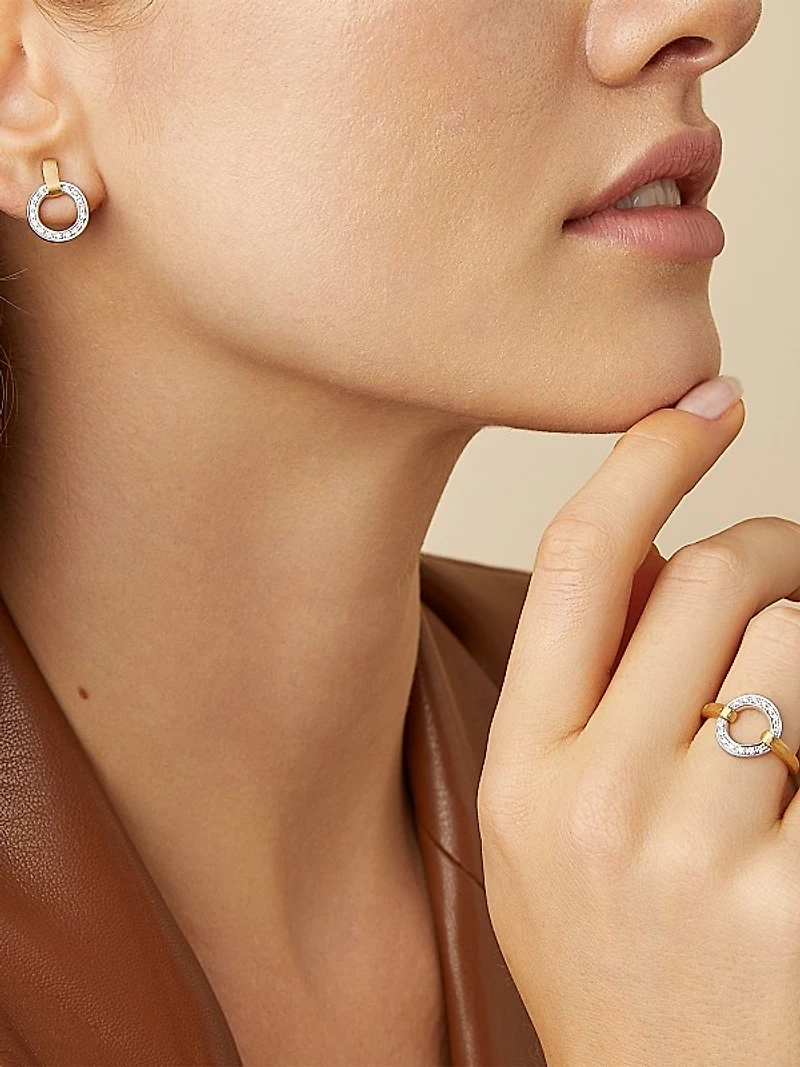 Jaipur Two-Tone 18K Gold & Diamond Flat-Link Ring