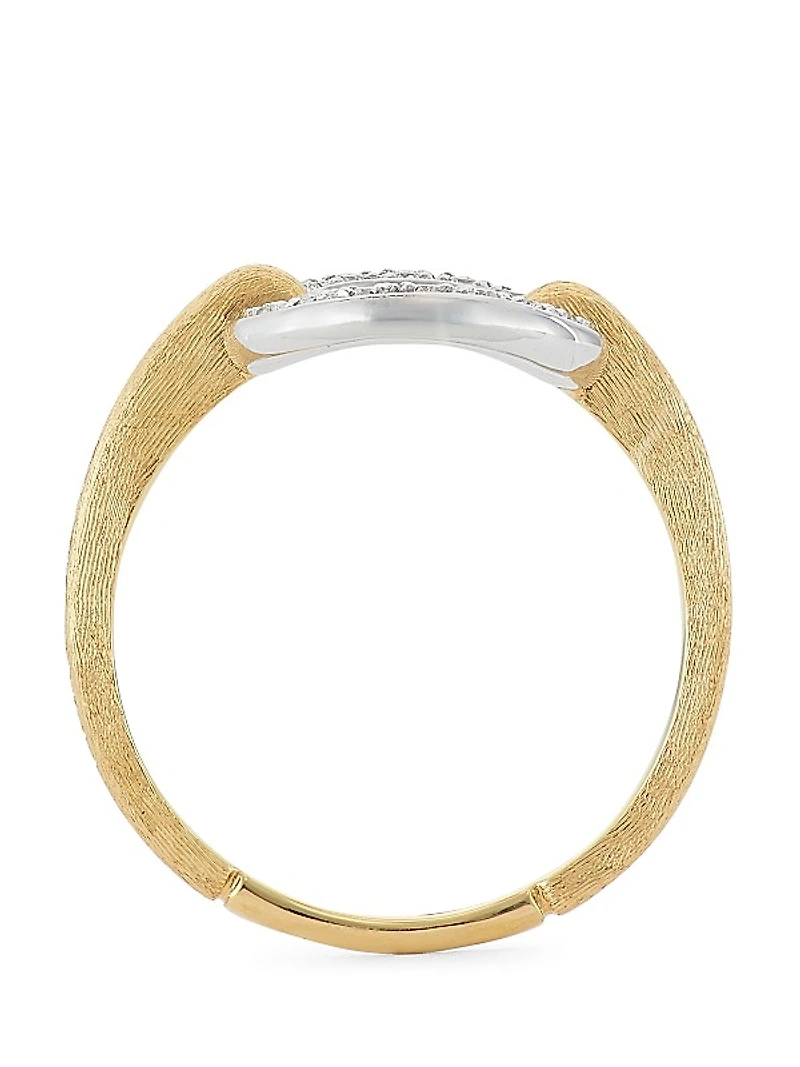 Jaipur Two-Tone 18K Gold & Diamond Flat-Link Ring