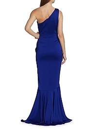 Asymmetric Hammered Satin Gown