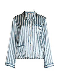 Ruthie Striped Silk Pajama Top