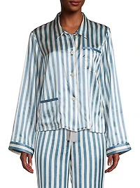 Ruthie Striped Silk Pajama Top