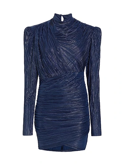 Maya Foil Pleated Knit Minidress