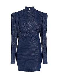 Maya Foil Pleated Knit Minidress